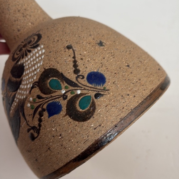 Mexican Tonala art stoneware pottery owl vase - Picture 13 of 15